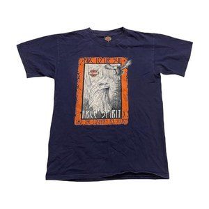 Vintage Navy and Orange Eagle & Hog Harley Davidson T-Shirt